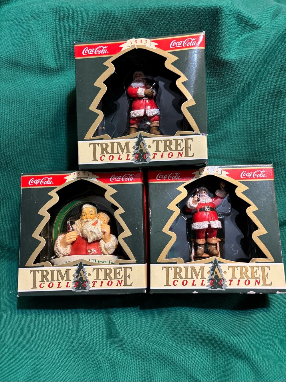 Coca-Cola Santa Ornaments-Trim A Tree Collection-set of 3